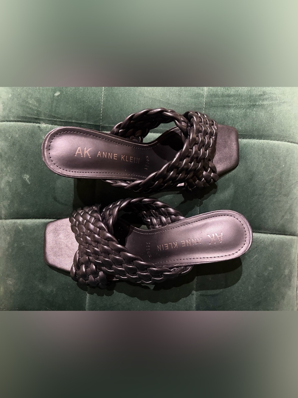 Anne Klein Black Braided Slide Sandals